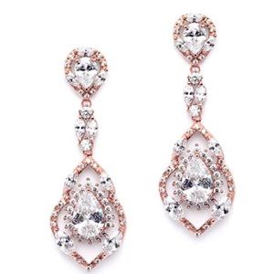 Jewel-Encrusted Rose Gold Wedding Earrings